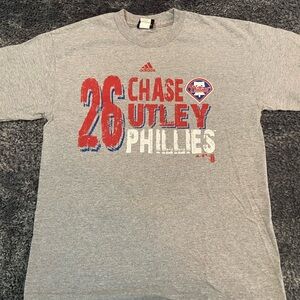 adidas Gray Phillies Chase Utley #26 Short Sleeve Tee
